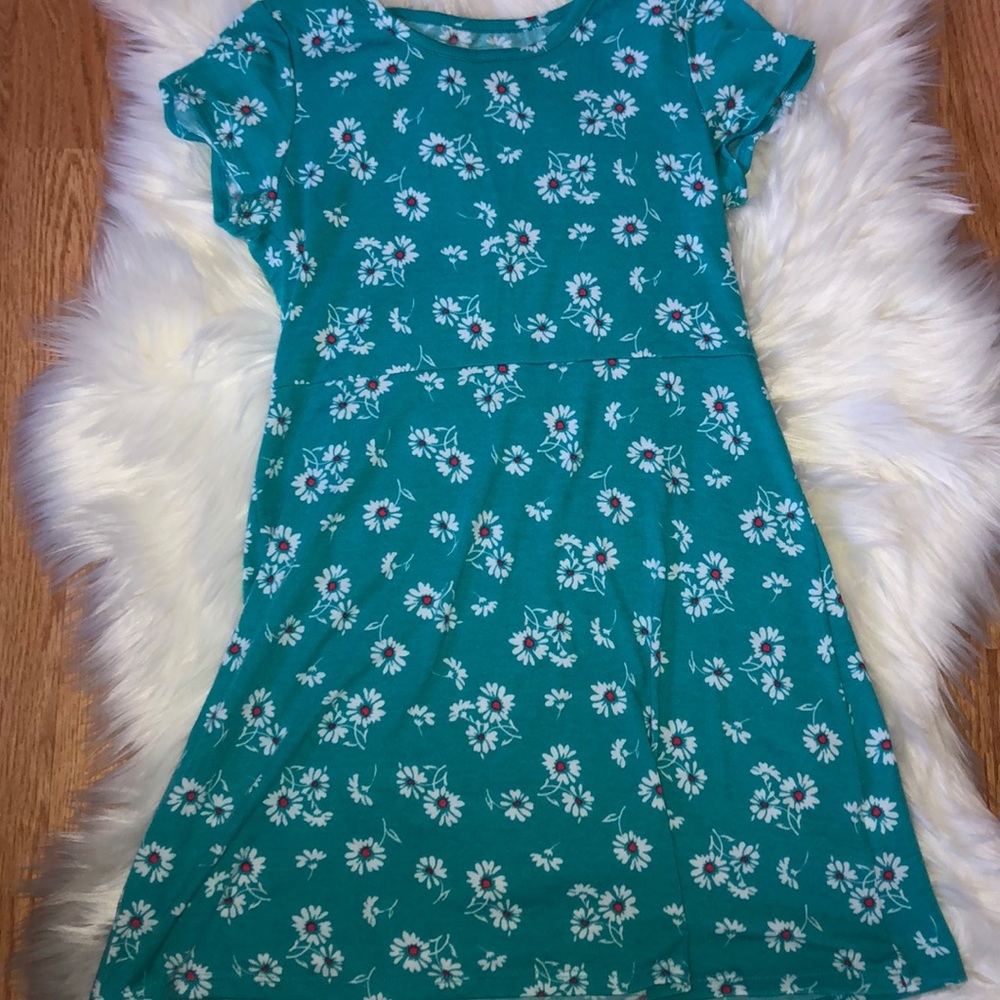 Turquoise flowered dress